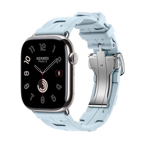 Ремешок Hermes для Apple Watch 46mm Kilim Single Tour - Светло-голубой (Blue Acier)