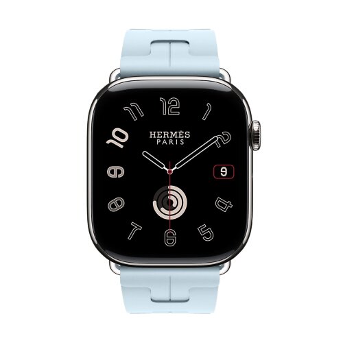 Ремешок Hermes для Apple Watch 46mm Kilim Single Tour - Светло-голубой (Blue Acier)