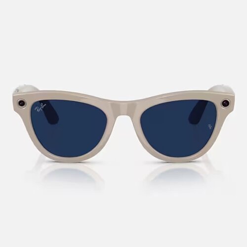 Ray-Ban Meta Skyler (Глянцевая бежевая оправа, линзы прозрачно-сапфировые)