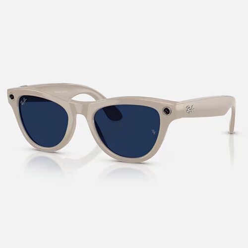 Ray-Ban Meta Skyler (Глянцевая бежевая оправа, линзы прозрачно-сапфировые)