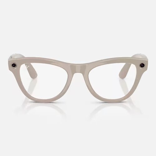 Ray-Ban Meta Skyler (Глянцевая бежевая оправа, линзы прозрачно-сапфировые)