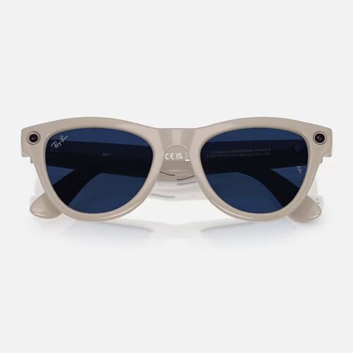 Ray-Ban Meta Skyler (Глянцевая бежевая оправа, линзы прозрачно-сапфировые)