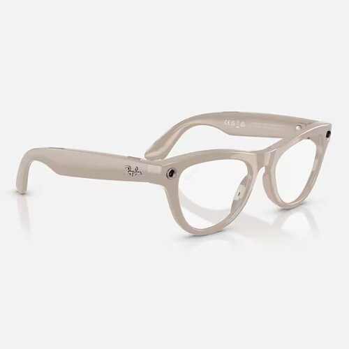 Ray-Ban Meta Skyler (Глянцевая бежевая оправа, линзы прозрачно-сапфировые)