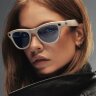 Ray-Ban Meta Skyler (Глянцевая бежевая оправа, линзы прозрачно-сапфировые)