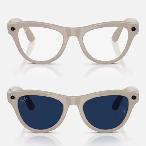 Ray-Ban Meta Skyler Transitions (прозрачные линзы с автозатемнением в сапфировые, глянцевая бежевая оправа)