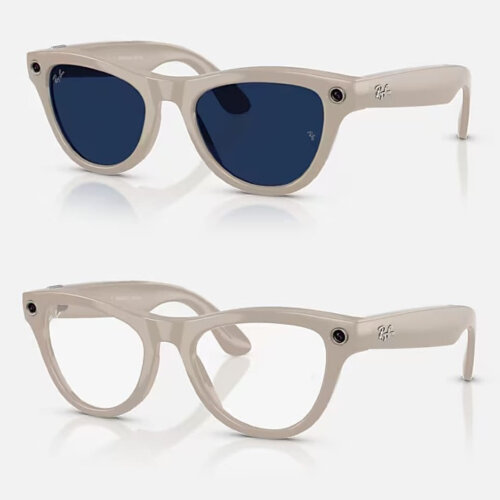Ray-Ban Meta Skyler Transitions (прозрачные линзы с автозатемнением в сапфировые, глянцевая бежевая оправа)