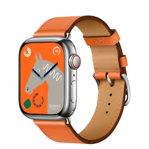 Apple Watch Hermes Series 8 41 мм с кожаным ремешком оранжевого цвета