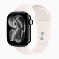 Apple Watch Series 11 42mm, Jet Black Aluminum Case with Sport Band - Light Blush