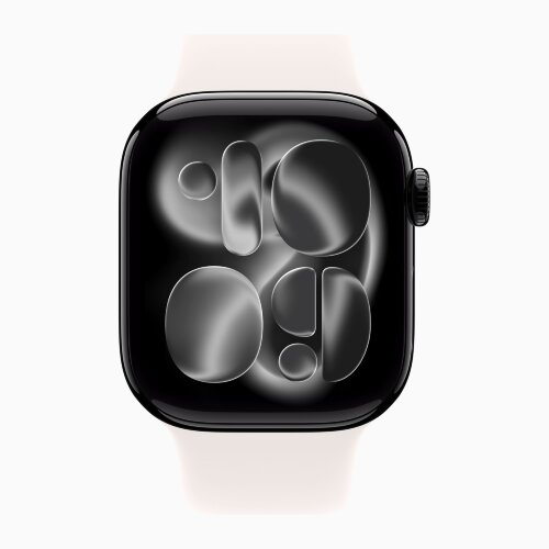 Apple Watch Series 11 42mm, Jet Black Aluminum Case with Sport Band - Light Blush
