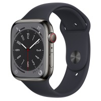 Apple Watch Series 8 45 мм, Стальные графитового цвета, спортивный ремешок «Тёмная ночь»