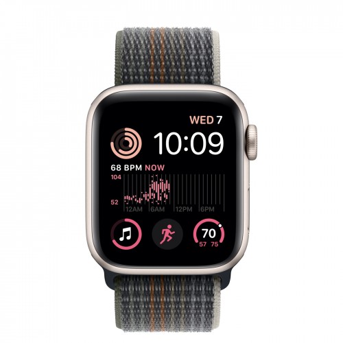 Apple Watch SE (2022) 40mm, Starlight Aluminum Case with Sport Loop - Midnight