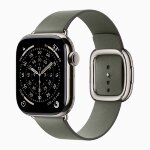 Apple Watch Series 11 42mm, Natural Titanium Case with Modern Buckle - Sage Gray