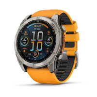 Умные часы Garmin Fenix 8 51mm, AMOLED, Sapphire, Titanium with Spark Orange/Graphite Silicone Band