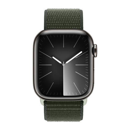 Apple Watch Series 9 45mm, Graphite Stainless Steel Case with Sport Loop - Cypress