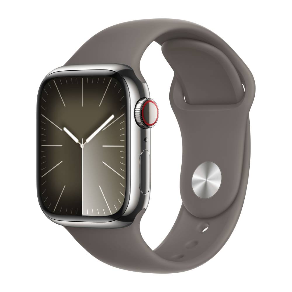 Apple Watch 9 Silver Stainless Steel 45mm Clay band