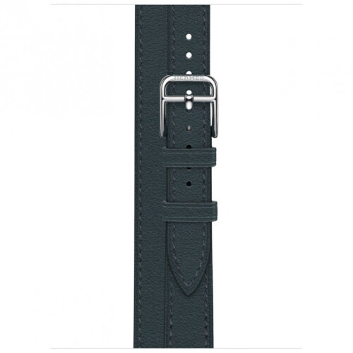 Apple Watch Hermes Series 12 42mm, двойной тонкий темно-зеленый кожаный ремешок