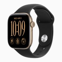 Apple Watch Series 12 46mm, Light Gold Aluminum Case with Sport Band - Black