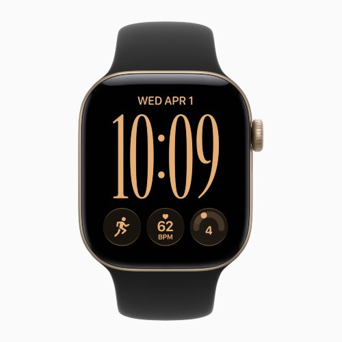 Apple Watch Series 12 46mm, Light Gold Aluminum Case with Sport Band - Black