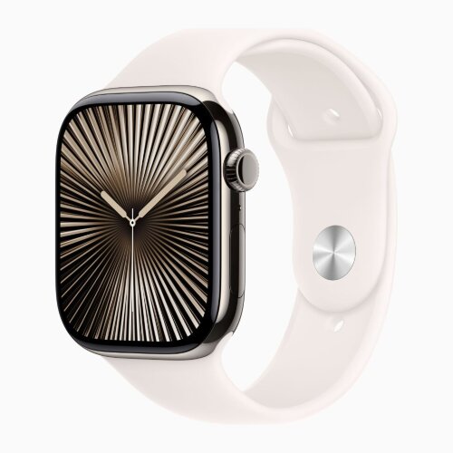 Apple Watch Series 10 46mm, Natural Titanium Case with Sport Band - Light Blush