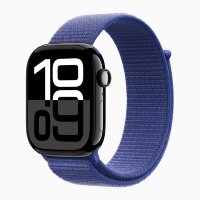 Apple Watch Series 10 46mm, Jet Black Aluminum Case with Sport Loop - Ultramarine