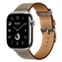 Apple Watch Hermes Series 10 42mm,  ремешок классический кожаный светло-коричневого цвета