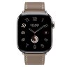 Apple Watch Hermes Series 10 42mm,  ремешок классический кожаный светло-коричневого цвета