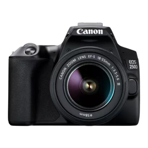 Canon EOS 250D, Black + EF-S 18-55mm f/3.5-5.6 III+ EF 75-300mm f/4-5.6 III Lens Kit