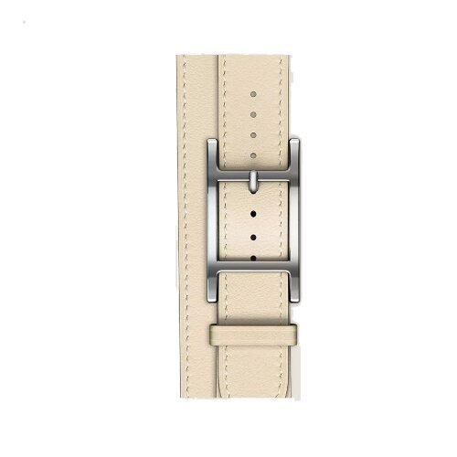 Кожаный двойной ремешок с пряжкой Hermes для Apple Watch 42mm Double Tour Hapi - Бежевый (Craie)