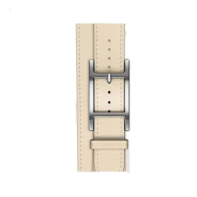 Кожаный двойной ремешок с пряжкой Hermes для Apple Watch 42mm Double Tour Hapi - Бежевый (Craie)