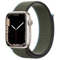 Apple Watch Series 7 45 мм, из алюминия «Сияющая звезда», спортивный браслет «Зелёные холмы»