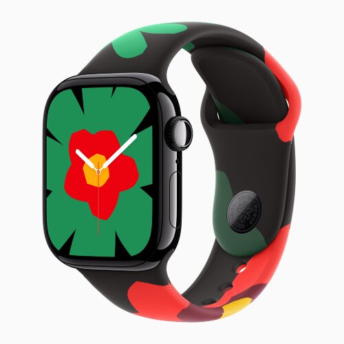 Apple Watch Series 11 42mm, Jet Black Aluminum Case with Sport Band - Unity Bloom