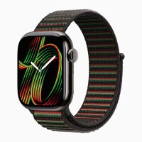 Apple Watch Series 11 42mm, Slate Titanium Case with Sport Loop - Black Unity - Unity Rhythm