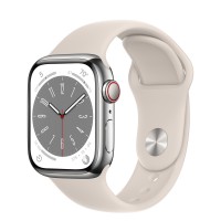 Apple Watch Series 8 41 мм, Стальные серебристого цвета, спортивный ремешок «Сияющая звезда»