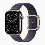 Apple Watch Series 11 42mm, Natural Titanium Case with Modern Buckle - Midnight Purple
