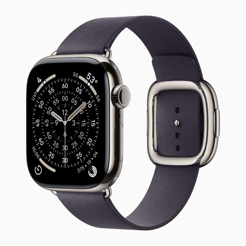 Apple Watch Series 11 42mm, Natural Titanium Case with Modern Buckle - Midnight Purple