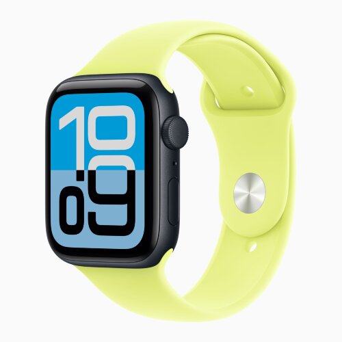 Apple Watch SE 3 40mm, Midnight Aluminum Case with Sport Band - Neon Yellow