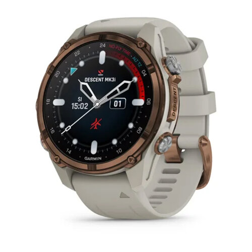 Умные часы Garmin Descent Mk3i 43mm, Bronze PVD Titanium, French Gray Silicone Band