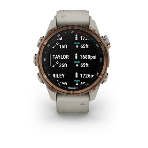 Умные часы Garmin Descent Mk3i 43mm, Bronze PVD Titanium, French Gray Silicone Band