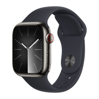 Apple Watch Series 9 41mm, Graphite Stainless Steel Case with Sport Band - Midnight