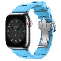 Apple Watch Hermes Series 9 45mm, спортивный ремешок Kilim голубого цвета