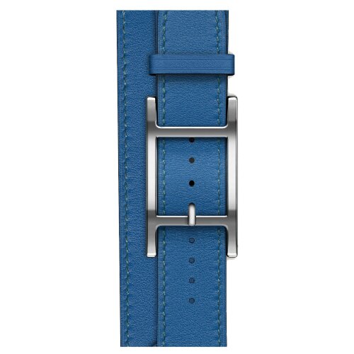 Apple Watch Hermes Series 10 42mm, двойной кожаный ремешок с пряжкой синего цвета