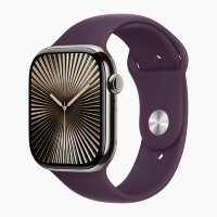 Apple Watch Series 10 46mm, Natural Titanium Case with Sport Band - Plum