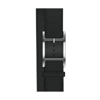Кожаный двойной ремешок с пряжкой Hermes для Apple Watch 46mm Double Tour Hapi - Черный (Noir)