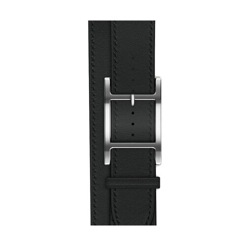 Кожаный двойной ремешок с пряжкой Hermes для Apple Watch 46mm Double Tour Hapi - Черный (Noir)