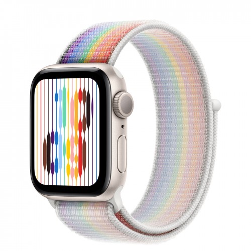 Apple Watch SE (2022) 40mm, Starlight Aluminum Case with Sport Loop - Pride Edition