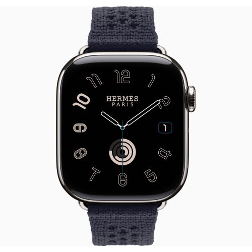 Apple Watch Hermes Series 11 42mm, ремешок из текстильного трикотажа темно-синий