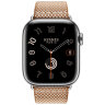 Apple Watch Hermes Series 12 42mm, клетчатый ремешок из плетеного нейлона золотой с белым