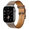 Apple Watch Hermes Series 10 46mm,  ремешок классический кожаный светло-коричневого цвета