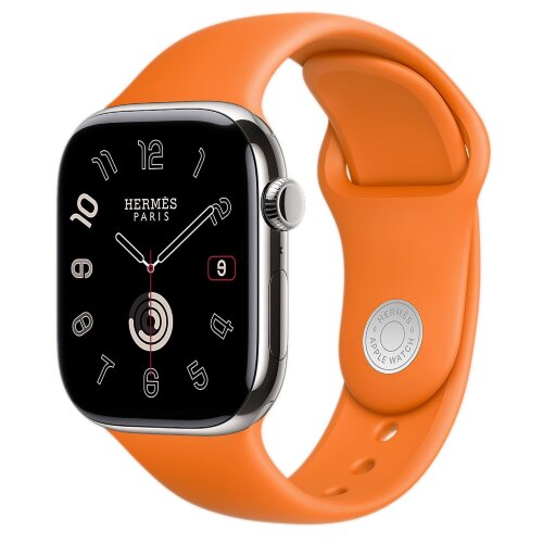Apple Watch Hermes Series 10 46mm,  ремешок классический кожаный светло-коричневого цвета