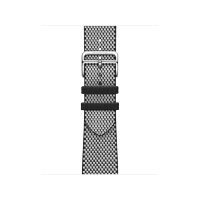 Ремешок Hermes для Apple Watch 42mm Toile H Single Tour - Черный/Слоновая кость (Noir/Ecru)